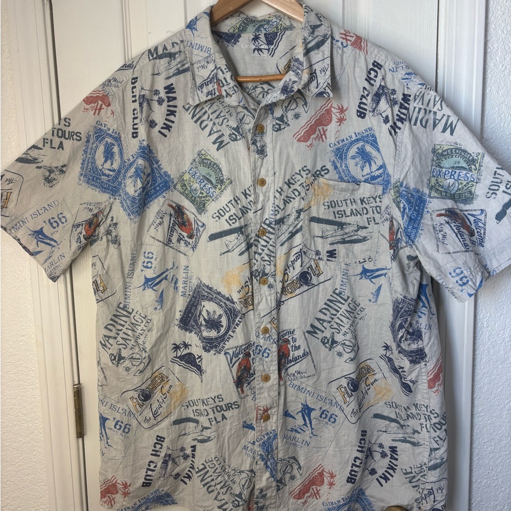Croft & Barrow Men's XL Shirt Button Shot Sleeve Caribbean Beach Tropical Summer
